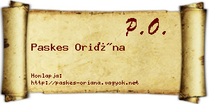 Paskes Oriána névjegykártya